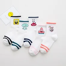 Носки с губкой Бобом Мультяшные носки без пятки Детские хлопковые носки Harajuku в студенческом стиле Популярные Брендовые женские носки