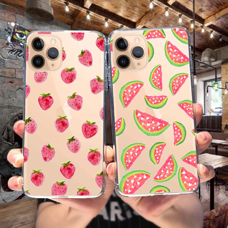 

The strawberry, watermelon and fruit case is suitable for the iPhone 11 Pro X XR XS Max SE 6 6S 7 8 Plus 5 S transparent case