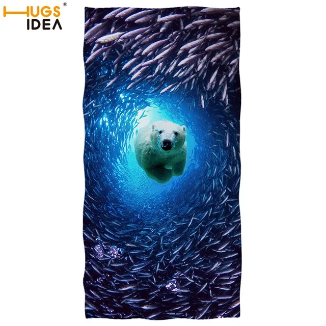 C0301 HUGSIDEA пляжное полотенце с 3D принтом в виде животных под водой, Крутое одеяло для йоги с изображением акулы и рыбы, полотенце для душа из микрофибры с изображением дельфина, собаки, сухое полотенце для лица - Цвет: C0301