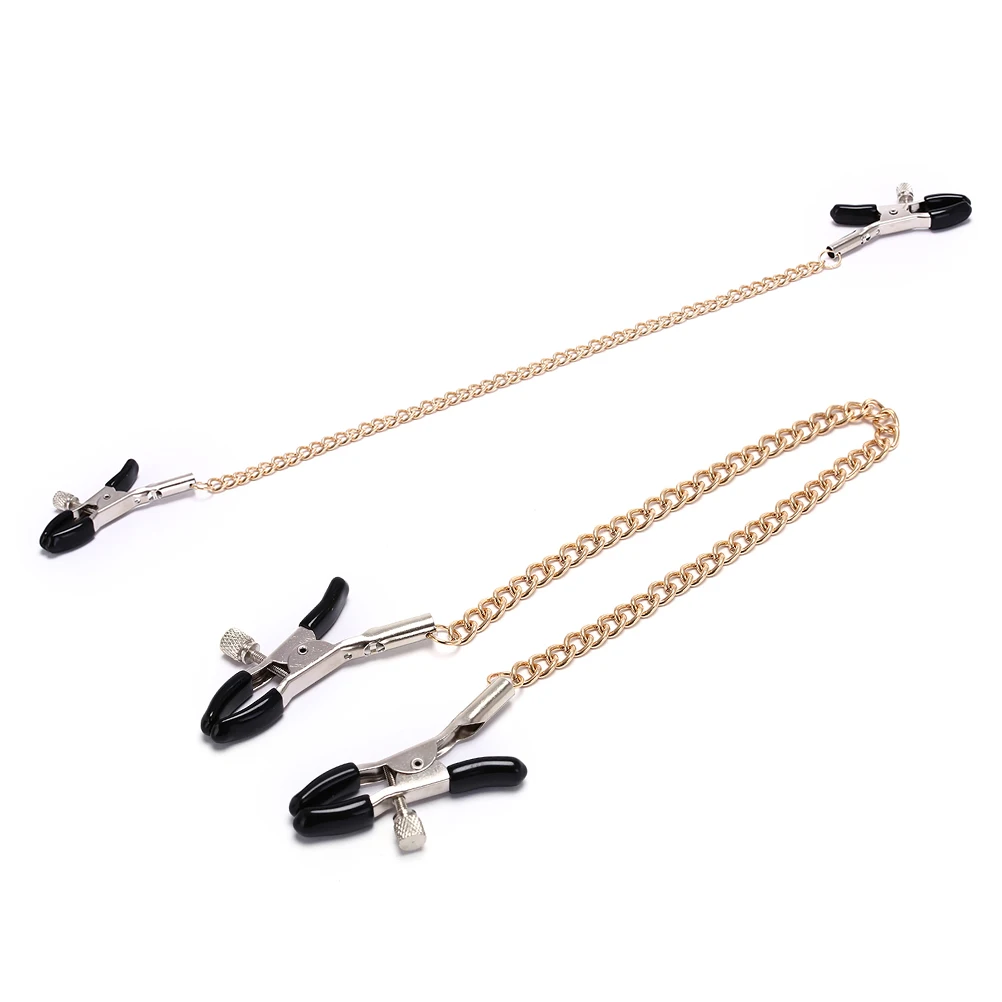 Gold Chain Fetish Nipple Clamps Shaking Milk Stimulate Exotic Accessories For Lovers Couple Body Jewelry Accessories