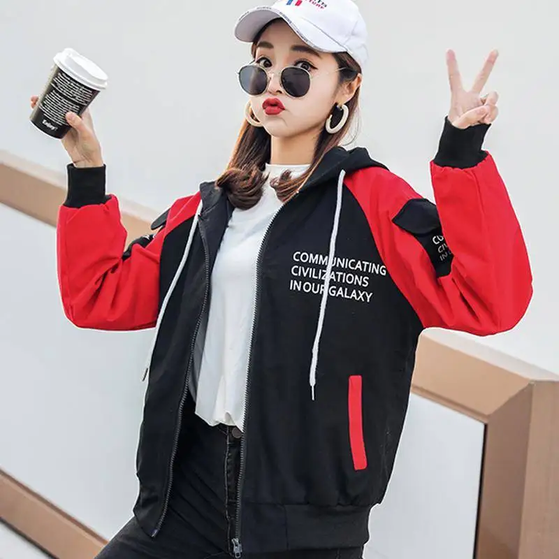 Harajuku куртка оверсайз для женщин 2019 Весенняя верхняя одежда лоскутное пальто хип