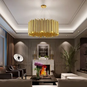 

Italian Style Aluminum Tubular Gold LED Bulb pendant light for Kitchen Dining Room Bedroom Lighting