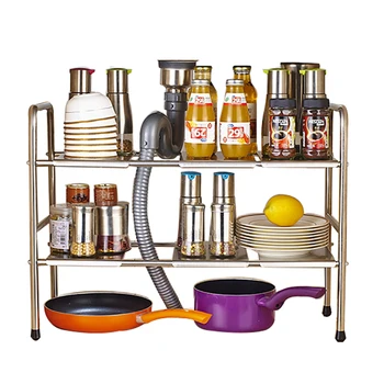 

Kitchen sink rack stainless steel supplies retractable floor-to-ceiling cabinet multi-layer storage pot holder