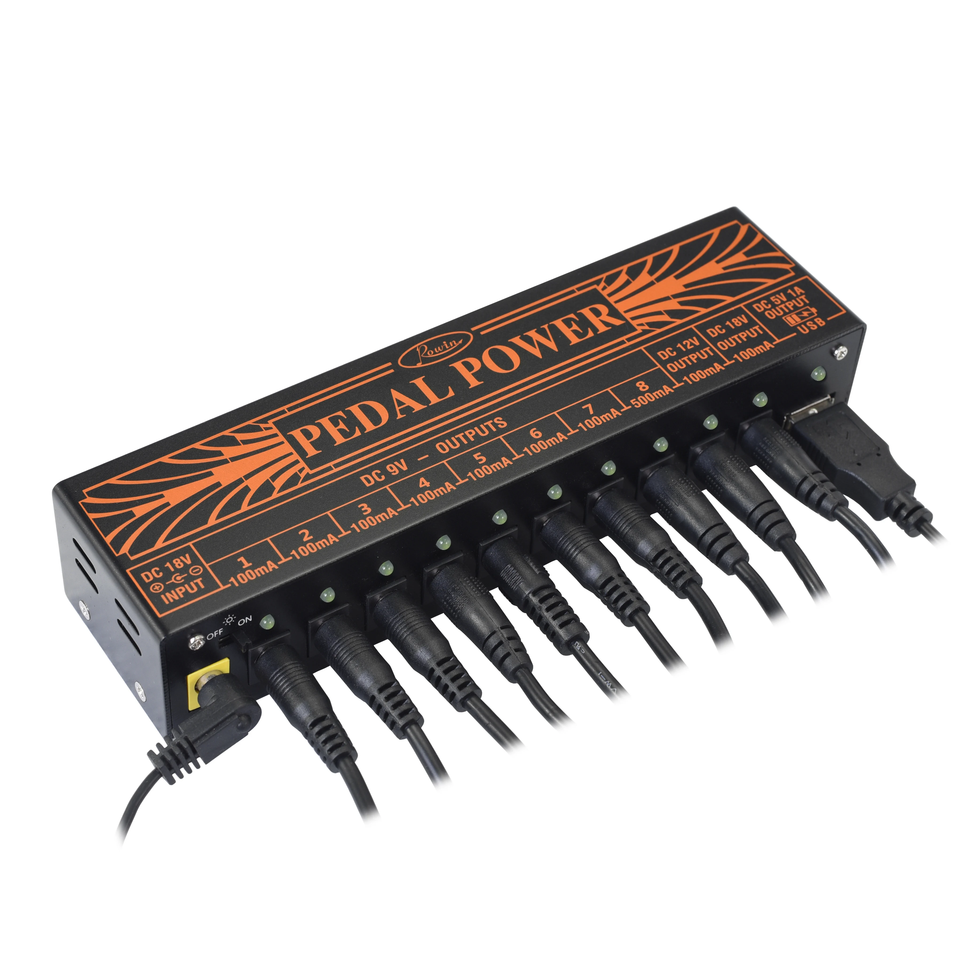 Rowin PW 01 гитарная педаль источник питания 10 изолированных DC выход для 9 В/12 В/18 в