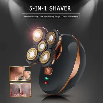 

5In1 USB Rechargeable Electric Men Washable Razor Shaver Waterproof Cordless Trimmer Bald Head Shaving Beard Machine