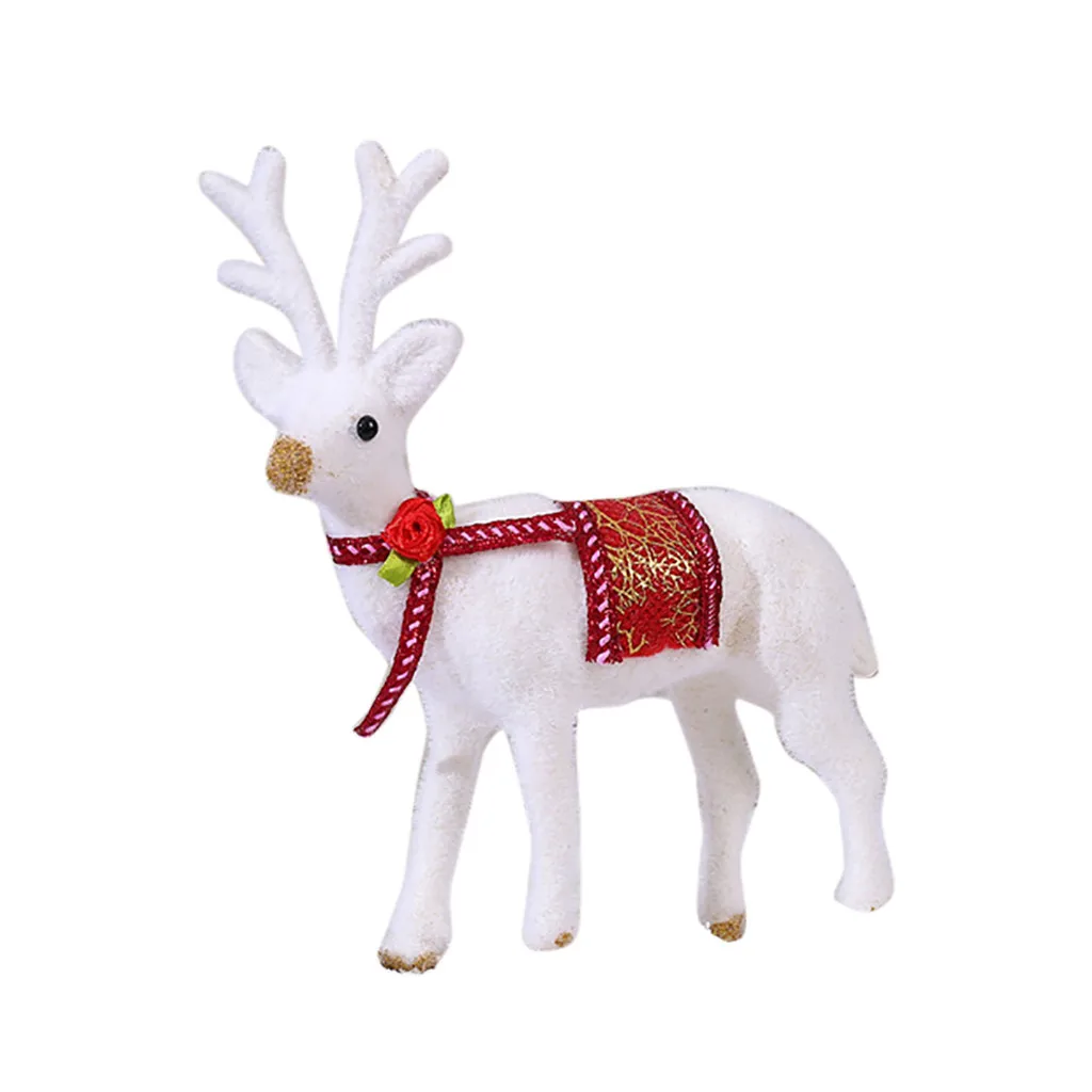 Navidad Christmas White Deer Simulation Deer Home Decoration Elk Doll Animal Model christmas decorations for home