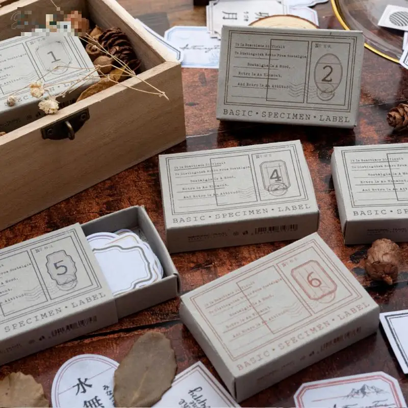 

50Pcs/box retro basic specimen label paper sticker decoration stickers DIY for craft diary scrapbooking planner label sticker