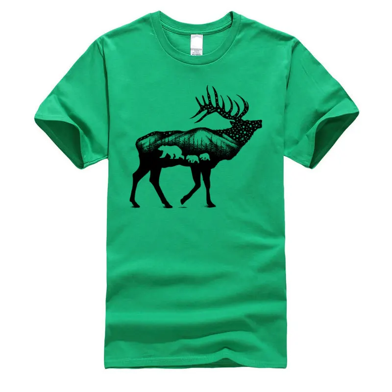 Casual ELK_3672 T Shirt Funky Mother Day Short Sleeve Crewneck Tops & Tees All Cotton Men`s Simple Style Tee Shirt ELK_3672 green