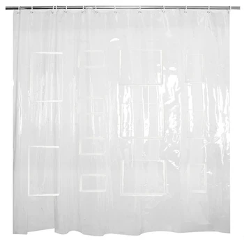 

Modern Clear PEVA Bathroom Shower Curtain with Mesh Storage Pockets Screen Waterproof Curtains Bathroom Products