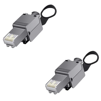 

Zinc Alloy Shield 8P8C RJ45 Connector Compatible with Cat6/Cat6A/Cat7/Cat8 Termination Plug for Ethernet Cable,2 Pack