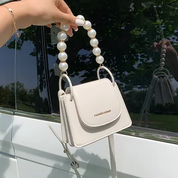 

Mini Flip Pearl Tote bag 2020 Summer New Quality PU Leather Women's Designer Handbag Travel Shoulder Messenger Bag Lipstick bag