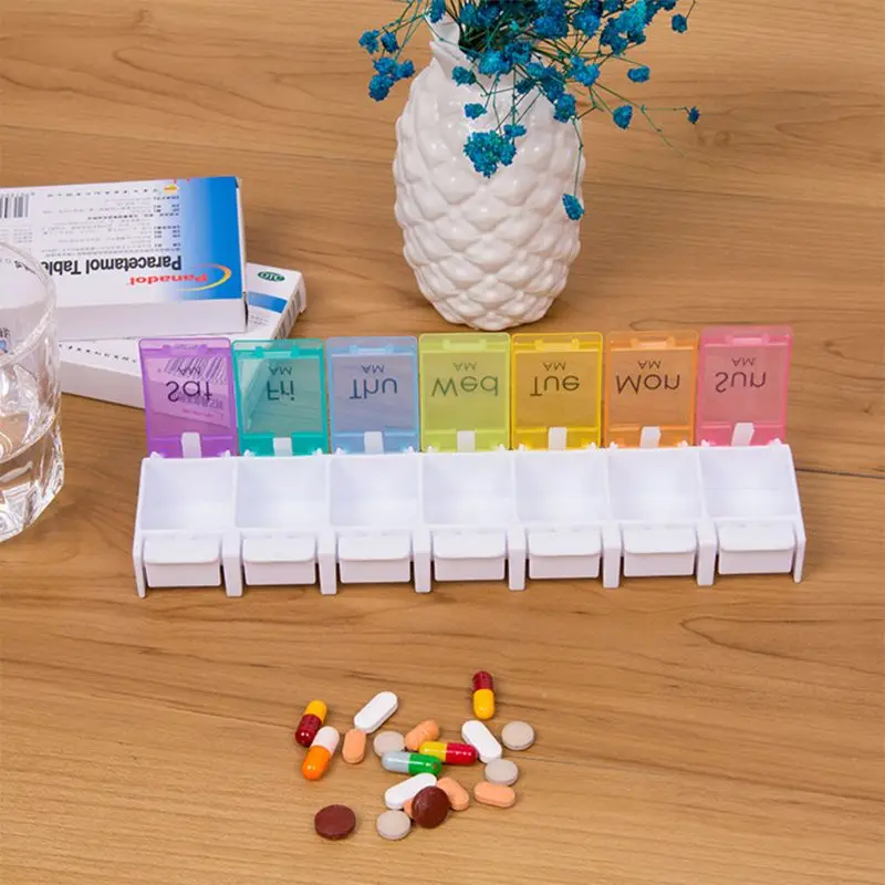 

Portable Medicine Weekly Storage Pill 7 Day Tablet Sorter Box Container Case X5XC