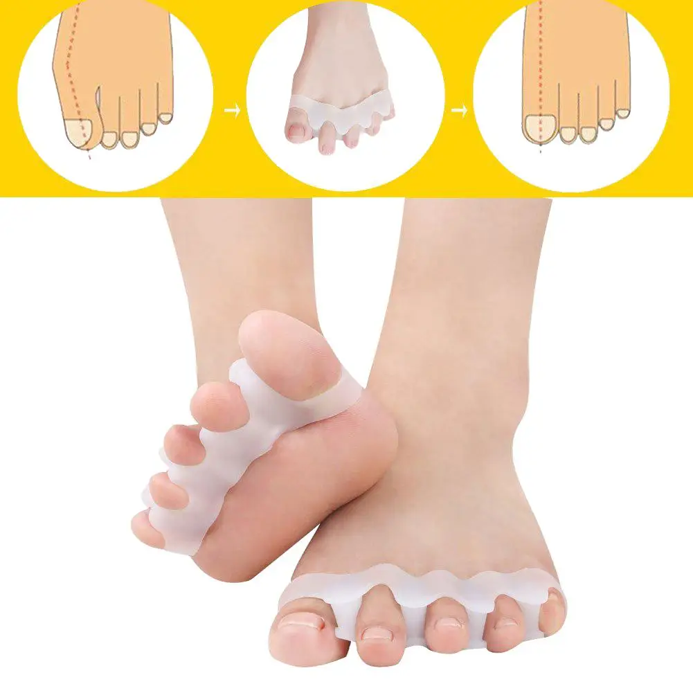 

1Pair Silicone Foot Fingers Toe Separator Bunion Relief Pain Valgus Orthotics Align Toes Correct Overlapping Protector Feet Care