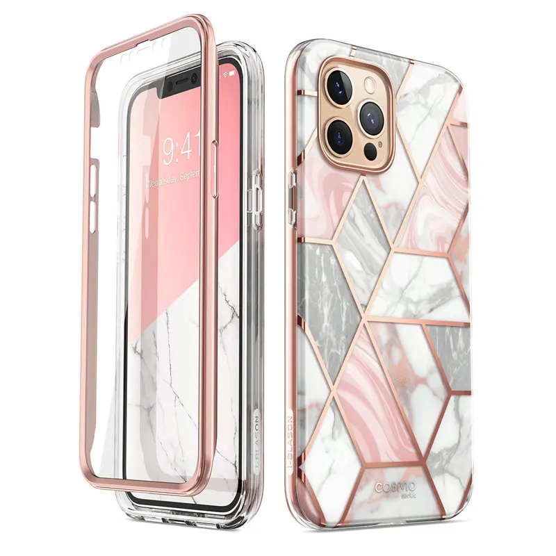 I BLASON для iPhone 12 Pro Max чехол 6 7 дюймов (2020) Cosmo полностью блестящий Мраморный бампер со