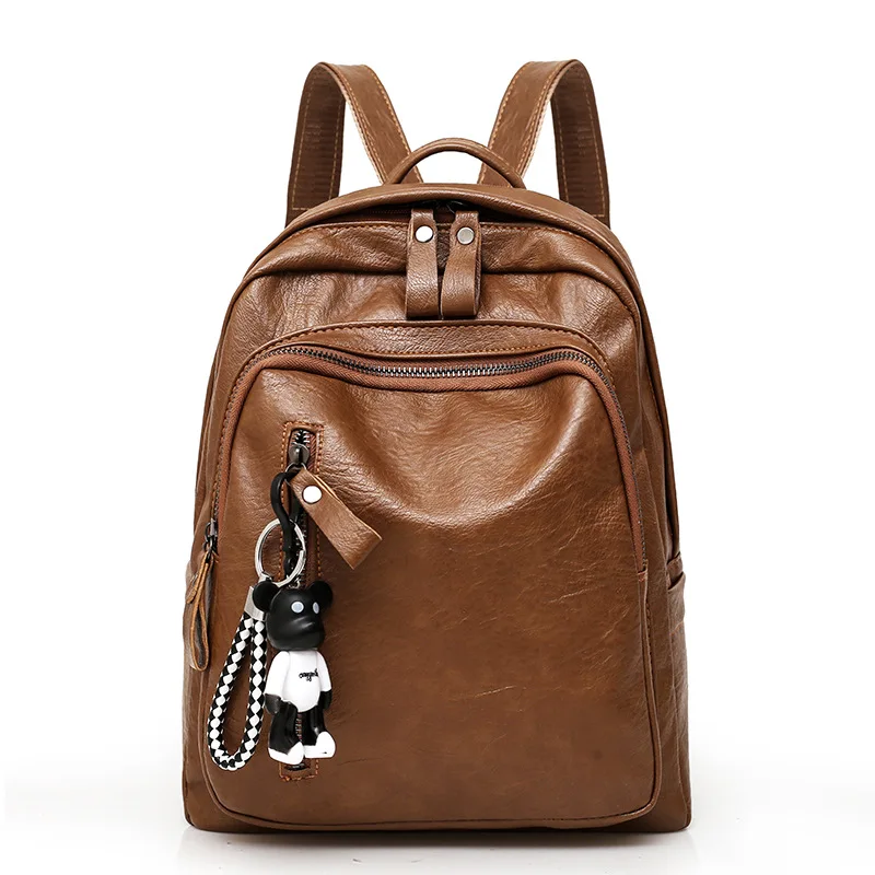

2017 New Style Backpack Women's Versatile Trend Large Capacity Pu Soft Leather Backpack Elegant Casual Schoolbag Cross Border