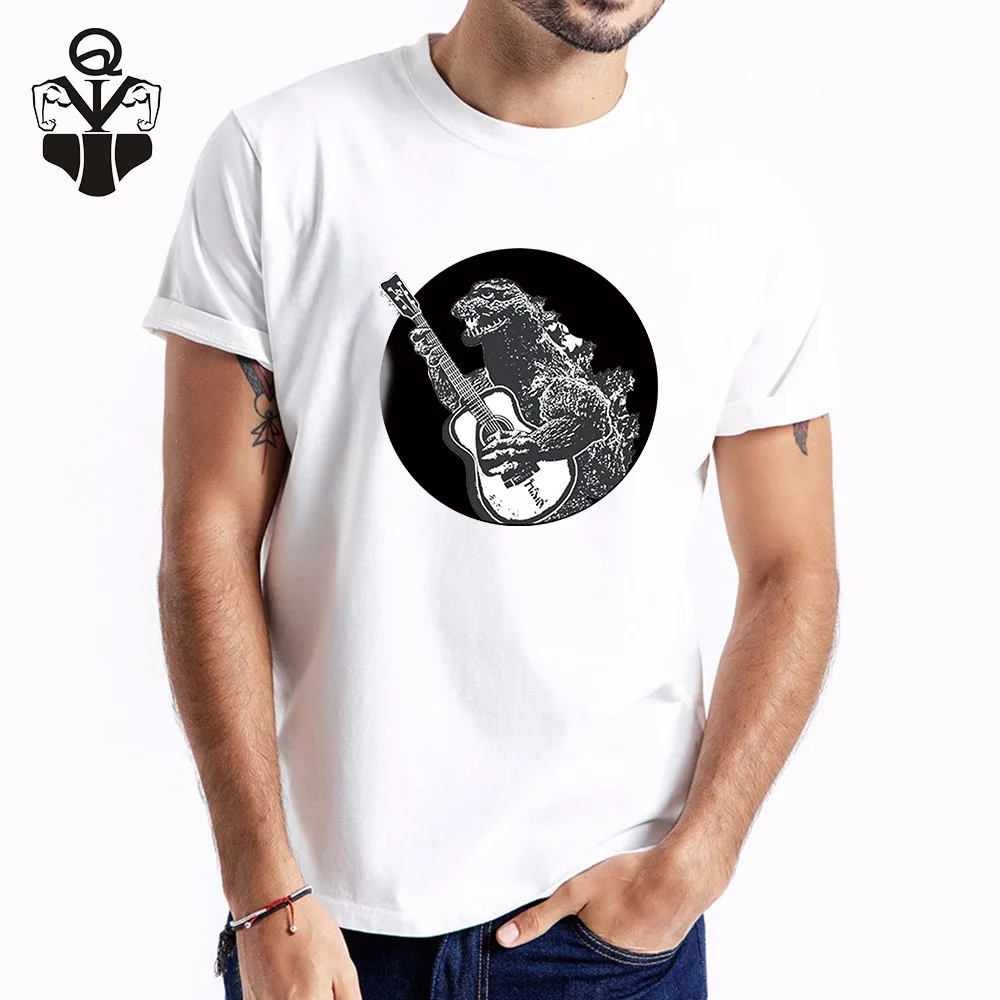 

QIM T-shirt Men Godzilla Print Cotton Summer O-Neck Fashion Man Clothes 2019 Funny Short Sleeve Top Tees Man Tshirt Streetwear