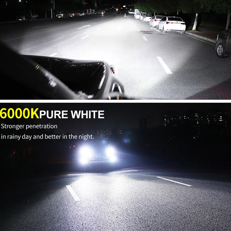 2PCS H7 LED Headlight H1 H3 H4 HB3 9005 9006 HB4 H9 H11 D2H 881 LED Auto Lamp 6000K 4300K XHP50 Chip 20000LM Car Fog Lights 12V