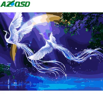 

AZQSD Painting By Numbers Crane Pictures By Numbers Animals Wall Art Diy Paint Canvas Hand Painted Home Decoration
