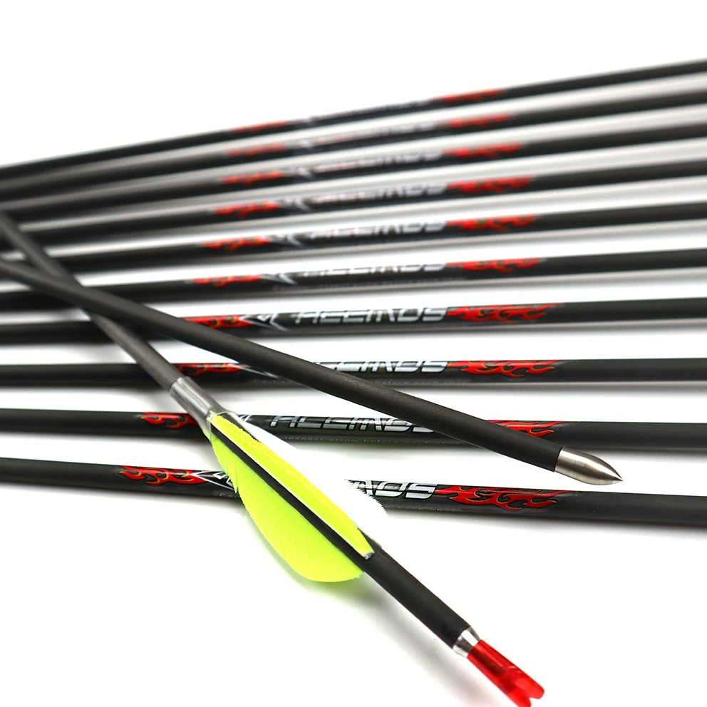 12PCS 30'' Spine 600-900 ID4.2mm Bogenschießen Carbon Pfeile Bogen Archery 