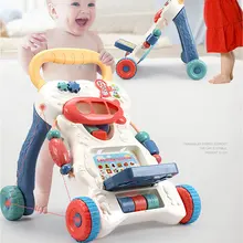 Детские ходунки, игрушки, многофункциональные, для малышей, на колесиках, сидя на стойке, ABS, музыкальные ходунки с регулируемым винтом для раннего обучения малыша