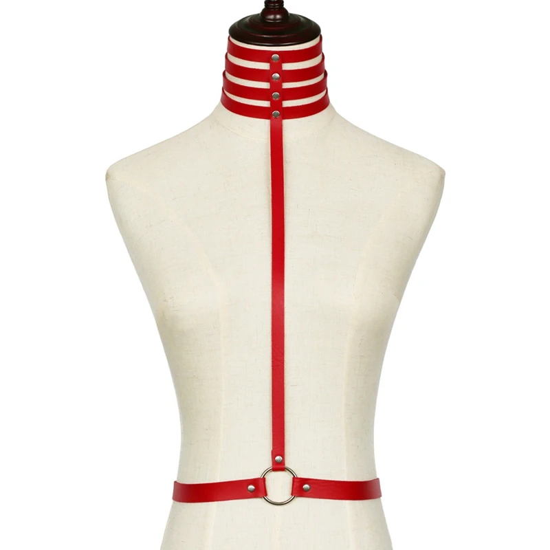 PG0507Red Панк-бра, жгут, кожа, круглая чашка, Braltte, сексуальный, для танцев на шесте, фестиваль, без бретелек, топ, для тела, связывание, белье, пояс размера плюс, клетка для груди - Цвет: PG0507Red