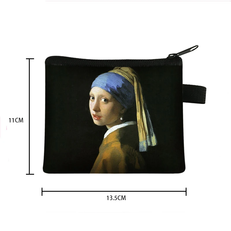 Van Gogh / Michelangelo / Da Vinci Art Coin Purses Women Vintage Lipstick Bag Starry Night David Mona Lisa Lady MIni Wallet