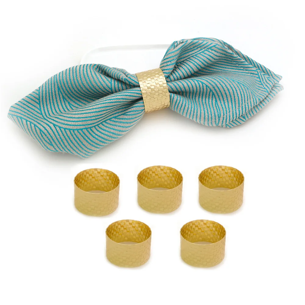 

6Pcs/Set Gold Square Pattern Napkin Rings For Table Decor Wedding Party Wide Napkin Holder Buckles Handmade Hotel Supplies