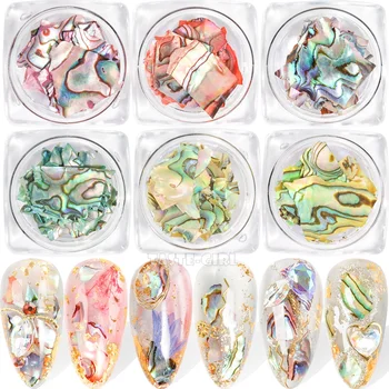 

1 Jar Nail Glitter Irregular Color-changing Abalone Natural Shell Fragment Sequin Nail Art Slice Decoration Manicure TIP
