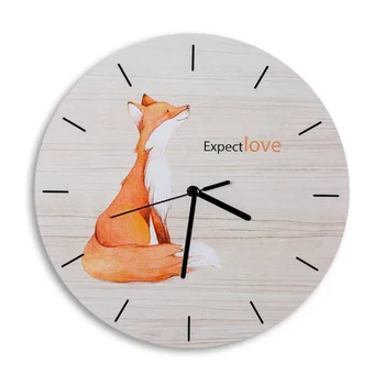 

Wood Wall Clock Cartoon Animal Design Silent Quartz Movement Needle Display Single Face Without Battery 5mm