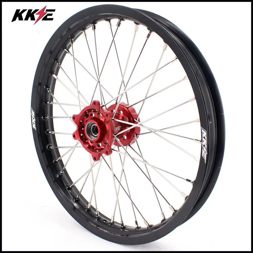 KKE 19& 19 дюймов спиральный ЧПУ плоский трек колеса Набор для HONDA CR125R CR250R 2002-2013 Красный концентратор