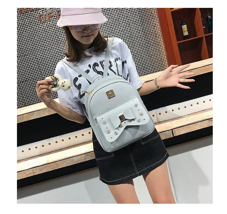 2019pu New Style Set Backpack WOMEN'S Bag Wish Supply of Goods Sweet Ladies' Backpack Car Suture Soft Surface Bag