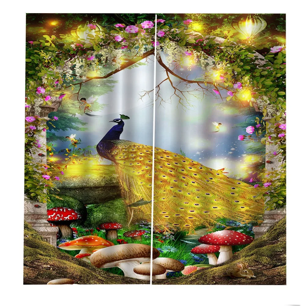 童话金色孔雀玄关背景 (4)