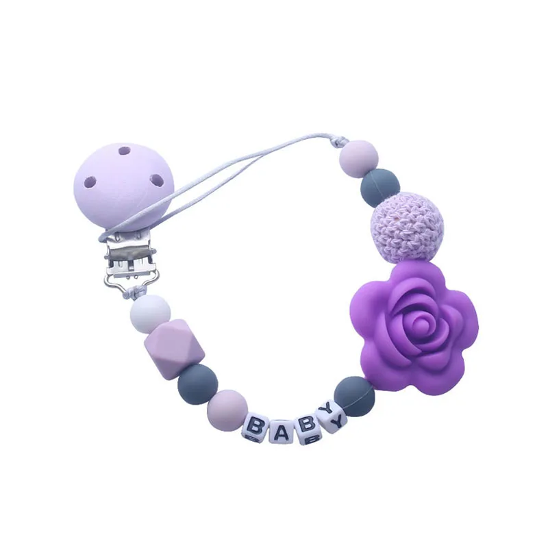 Imebaby baby cartoon flower teether silicone baby pacifier anti-chain baby teething toy diy baby teether