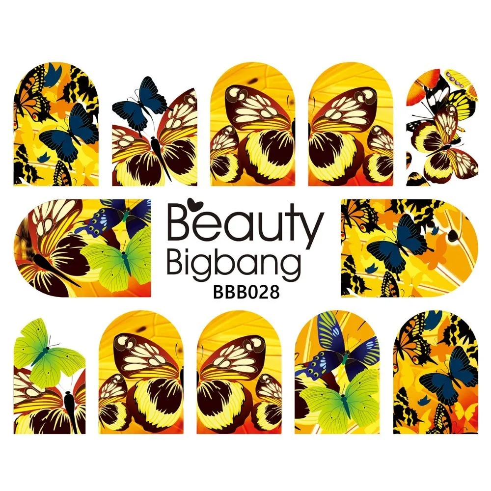 

1 Sheet BeautyBigBang Nail Sticker Water Slider Decoration Butterfly Wing Pattern Designs Manicure Decorat DIY Nail Art BBB-028