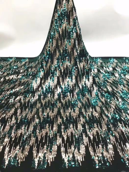 

Sequined African purple Lace Fabric Nigerian Evening Dresses Sewing Fabrics 2019 velvet High Quality Sequins Mesh For Wedding