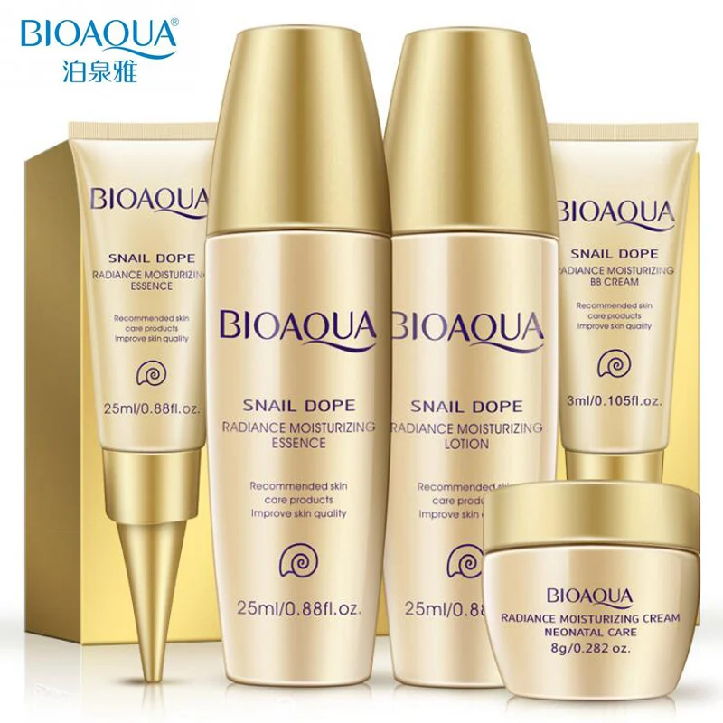 Bioaqua 24K الذهب الحلزون السفر العناية بالبشرة مجموعة مكافحة الشيخوخة التجاعيد جوهر كريم عين الحبر منظف للوجه مع BB|كريمات ومرطبات...