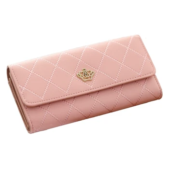

Women wallet slim female Lingge wallet card holder bag PU Leather purse lady multi-function long wallet women's bags 10 colors