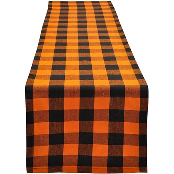

Buffalo Plaid Table Cotton Burlap Table for Halloween Holiday Birthday Party Table Home Decoration