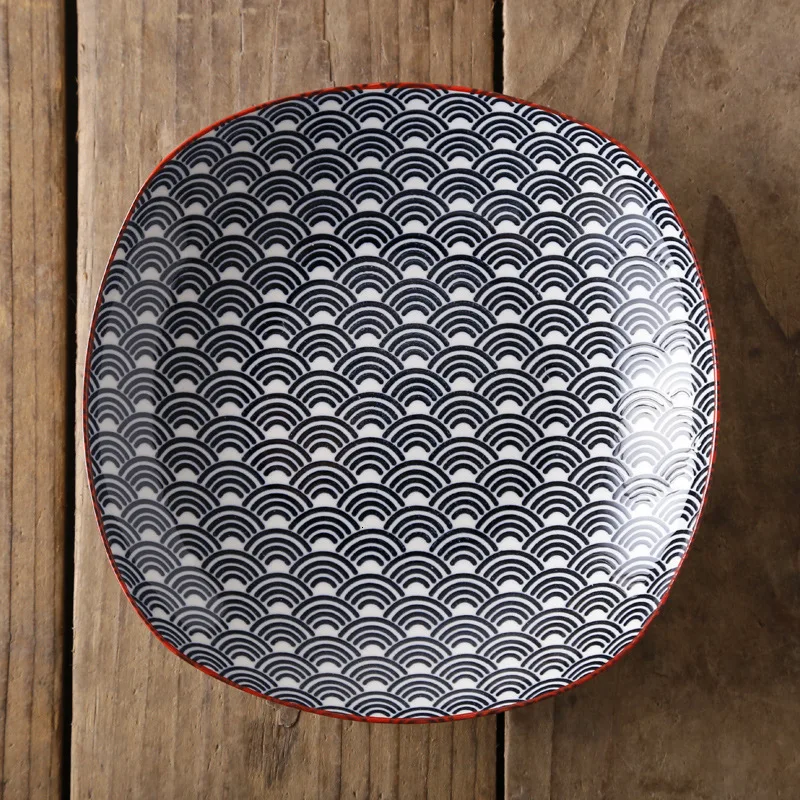 Европа современный лаконичный глазурь вниз окрашенная керамика фарфоровая тарелка посуда бытовая 8 дюймов Глубокий квадратный ceramica диск для еды - Цвет: J