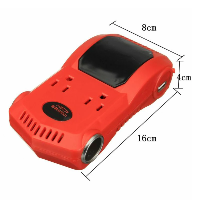1000W Car Power Inverter 12/24V to 220V Converter Adapter Dual USB Socket Streamline appearance smooth appearance, safe