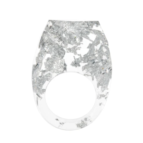 Transparent Forest Handmade Dried Flower Resin Ring Colorful Ink Pattern Scenery for Women Fashion Jewelry Ring