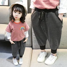 Г. Повседневные штаны с гусеничным принтом для девочек; осенняя одежда в западном стиле; стиль; детские штаны-шаровары с большим низом; Верхняя одежда для малышей; брюки