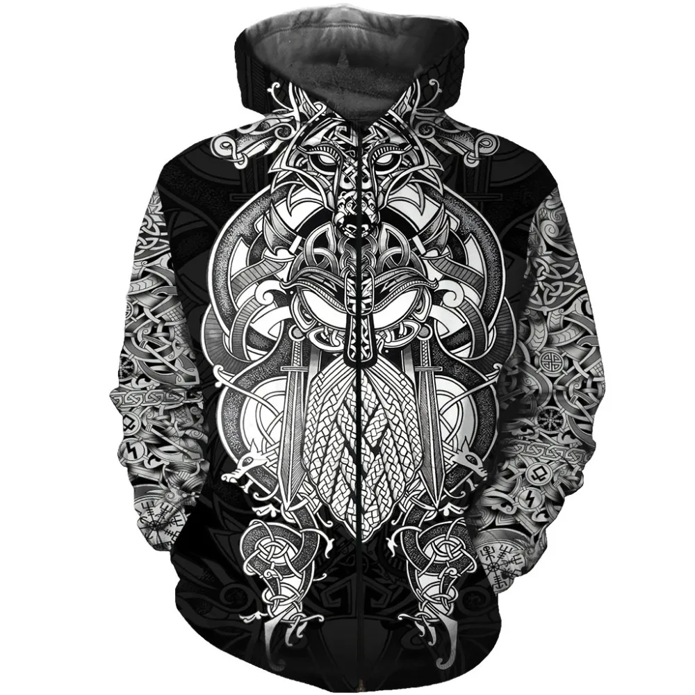

2019 New Fashion Men hoodies 3D All Over Printed Viking Tattoo T-shirt/Hoodie costume Unisex Casual Tracksuit streetwear WS-478