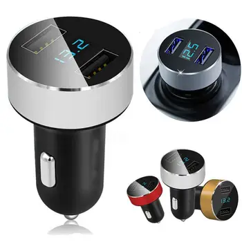 

Upgrade 24A USB Car Charger Dual Usb Car charger Voltage Display Fast Charger Auto Charge For Iphone 11 Samsung S10 Phone TSLM1