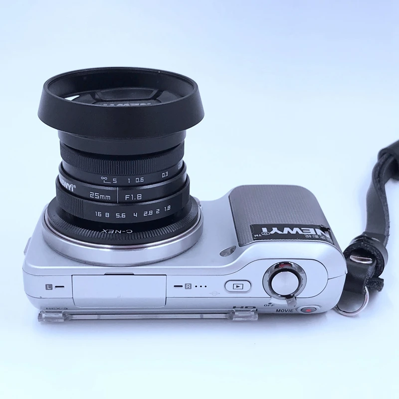 Newyi 25 мм F/1,8 Cctv Мини объектив для всех sony Nex Крепление Mirro камера и Бленда адаптер 7 в 1 комплект