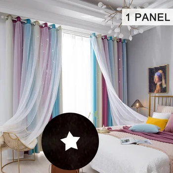 

Star Curtains Stars Blackout Curtains for Kids Girls Bedroom Living Room Colorful Double Layer Star Window Curtains 1pcs