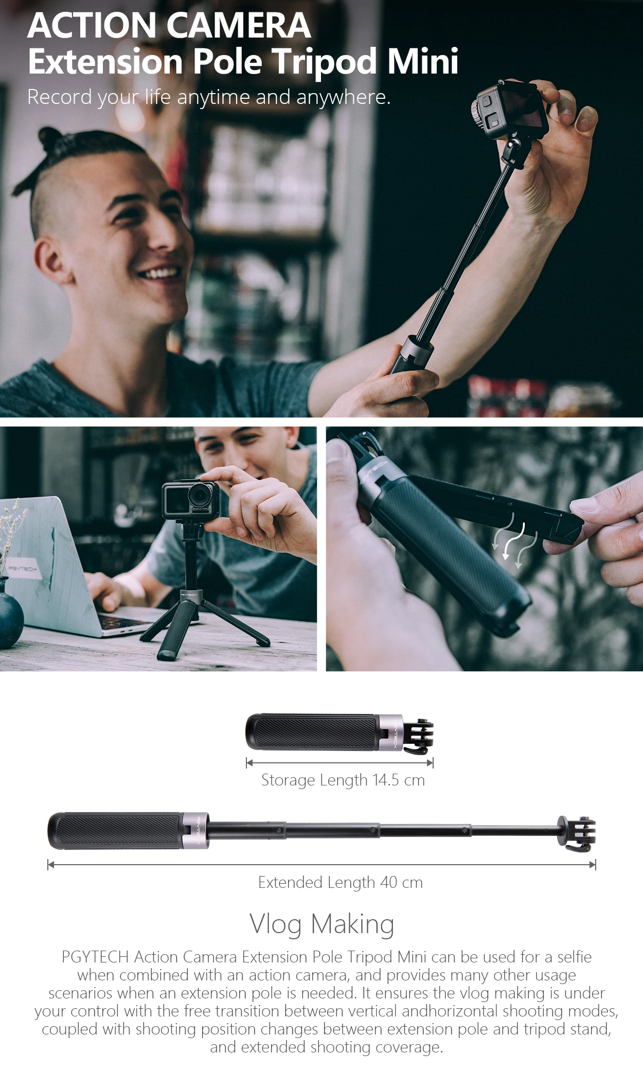 PGYTECH Osmo Экшн-камера Vlog набор удлинитель штатив сумка для переноски для DJI OSMO аксессуары для действий