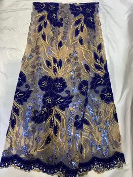 

French lace fabric 5yds/pce dhl velvet gold thread stones net fabrics women gorgeous luxury lagos party event asoebi dress 2020