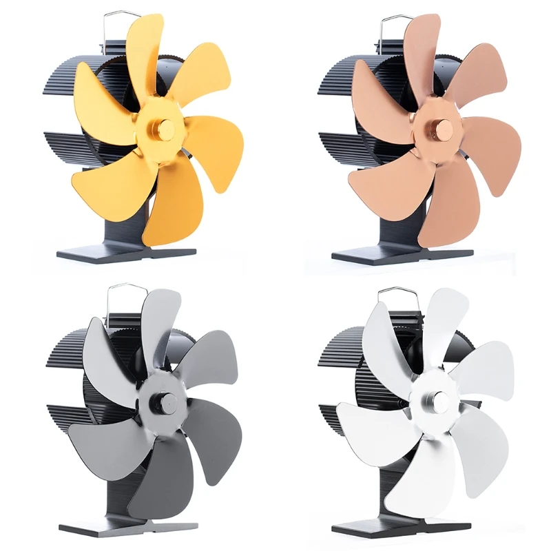 

M7DA Silent Heat Powered Wood Stove Fan 6-Blade Small Ideal Gift for Your Home Friend