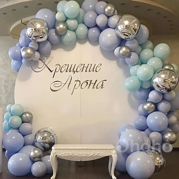 

Ohoho Latex Macaron Blue Balloons Garland Arch Kit Baby Shower Wedding Silver 4D Balon 21st Birthday Decoration Background